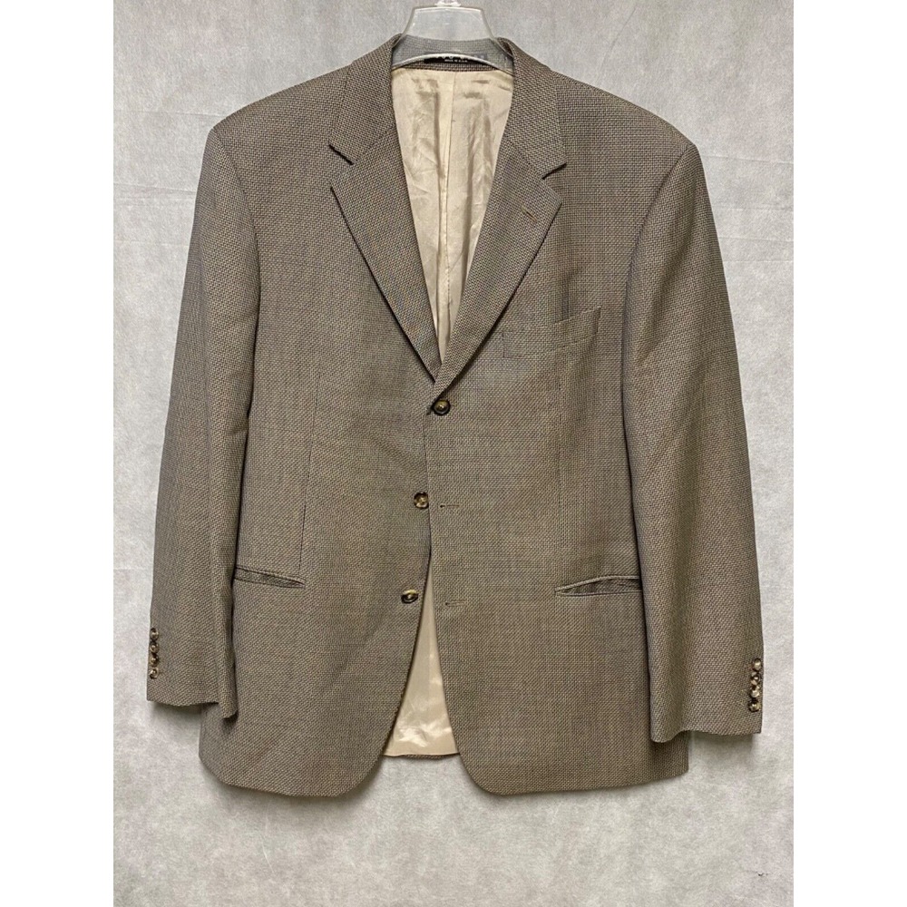 Hugo Boss Blazer Men 42R Beige 3B Wool Flannel Academia Career Coat Jacket Luxe‎